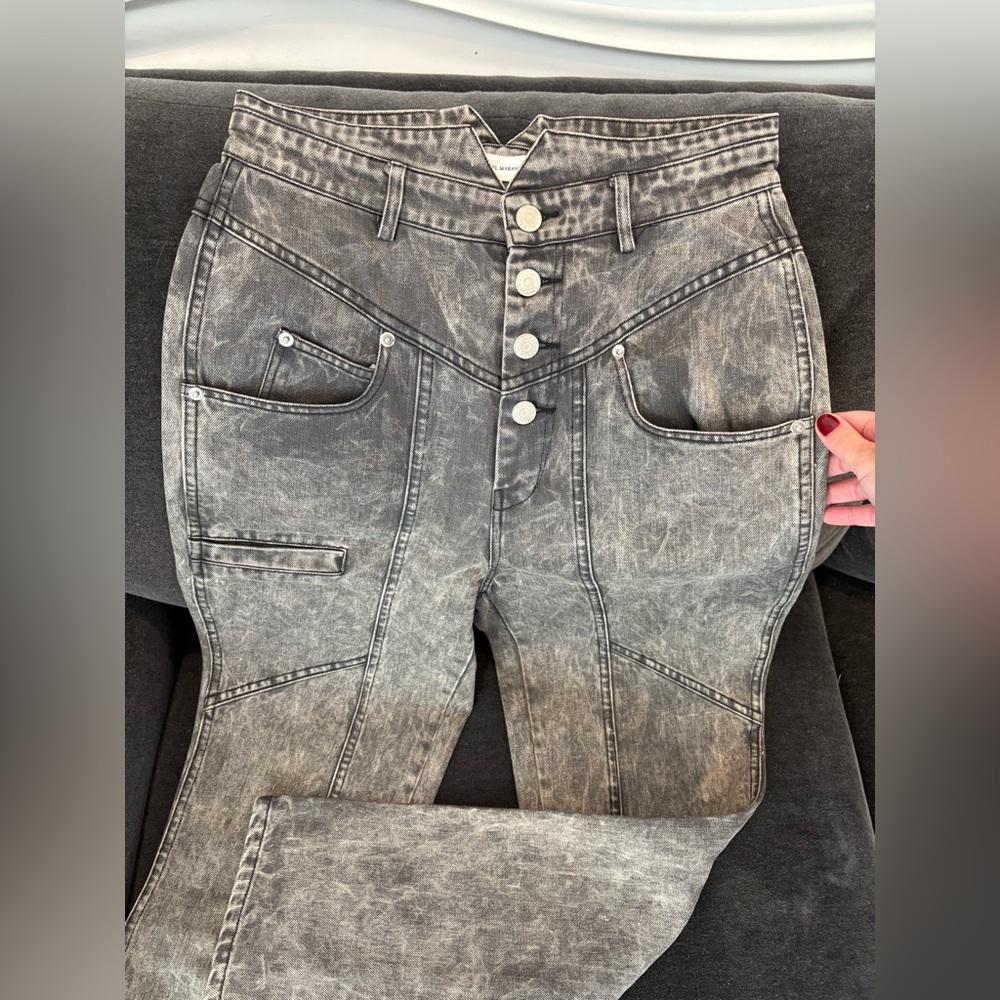 Étoile Isabel Marant Gray Henoya Acid-wash High Rise Slim Jeans US 27 - Picture 6 of 15